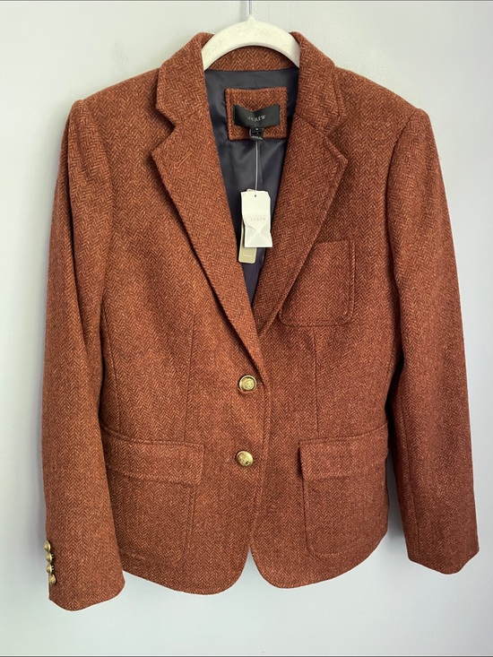 J. Crew Jackets & Blazers - New J. Crew Moon Schoolboy Academia Luxury Herringbone Wool Blazer Size 6